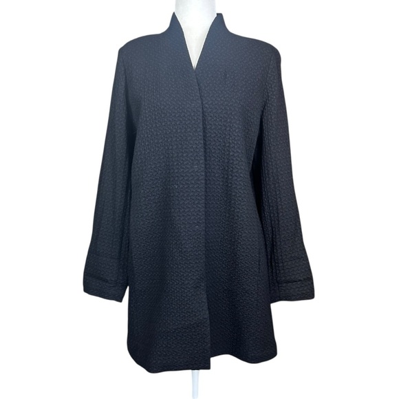 Eileen Fisher Knit Long Cardigan Med Oversized Minimalist Essential Textured - Picture 2 of 14